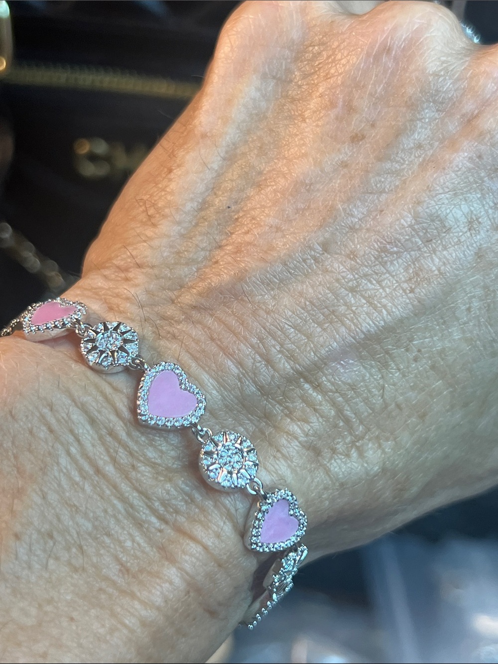 Silver-Tone Bracelet with Clear Crystal Accents